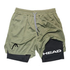 Anime Berserk Head Running Shorts Men Fitness Gym Training 2 in 1 Sports Quick Dry Workout Jogging Double Deck Summer