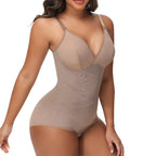 Cross Waist Tummy Control Body Shaping Bodysuit for Women Full Body Control V-Neck Mesh Breathable Briefs Underwear Butt Lifter