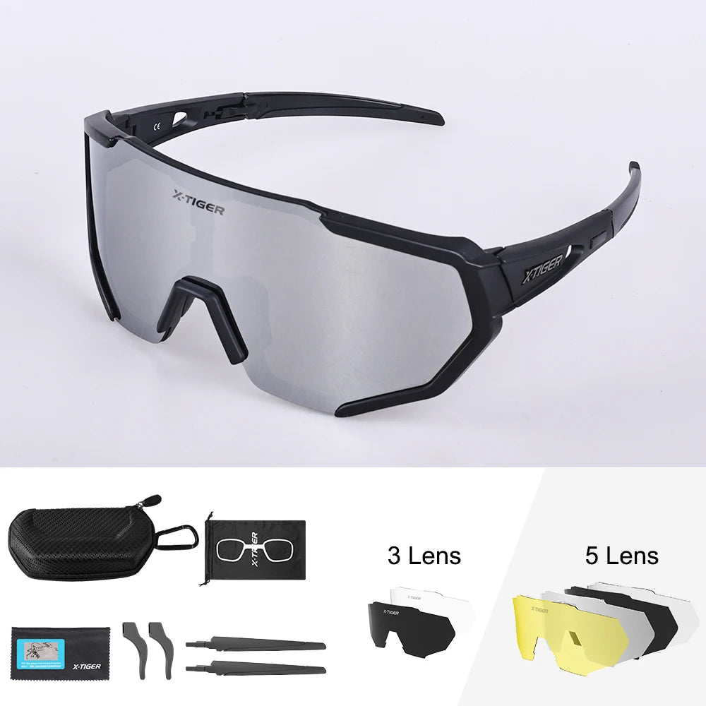 X-TIGER Cycling Glasses Polarized Glasses Bike Eyewear Sports Men's Photochromic Sunglasses MTB Road Bicycle Goggles 3/5 Lens