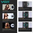 VGR Hair Dryer Professional Hair Dryer BLDC Motor Hair Styling Blow Dryer Machine 110000 RPM Negative Ion Salon Air Blower V-401