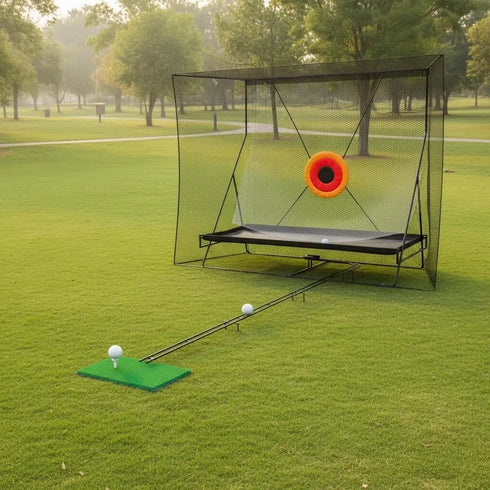 12x9Ft Golf Practice Cage Net Set with Metal Frame & Carry Bag Foldable Easy Setup Practice Nets for Indoor/Outdoor Training