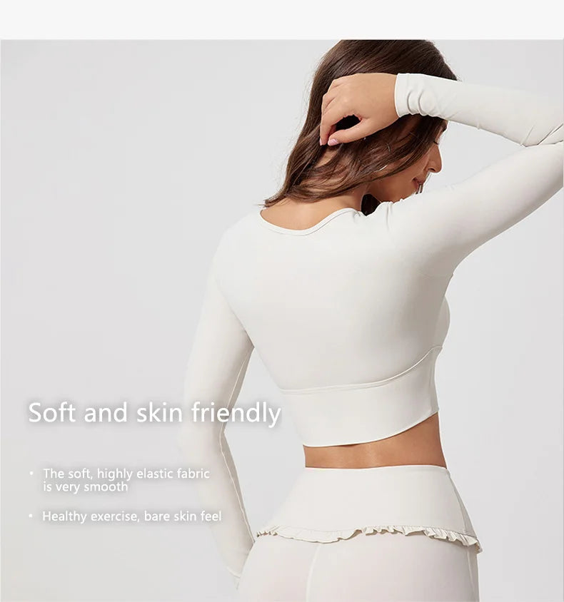 New Summer 2Pcs Women Gym Yoga Female Outfit Outdoor Sports Quick-Dry Long-Sleeved Shirt Set Woman Two-Piece Suit Sportswear