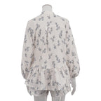 Casual Beige Print Women's Two Pieces Set Fashion Stand Collar Wrist Sleeve Ruffled Shirts And High Waisted Shorts Suit Woman