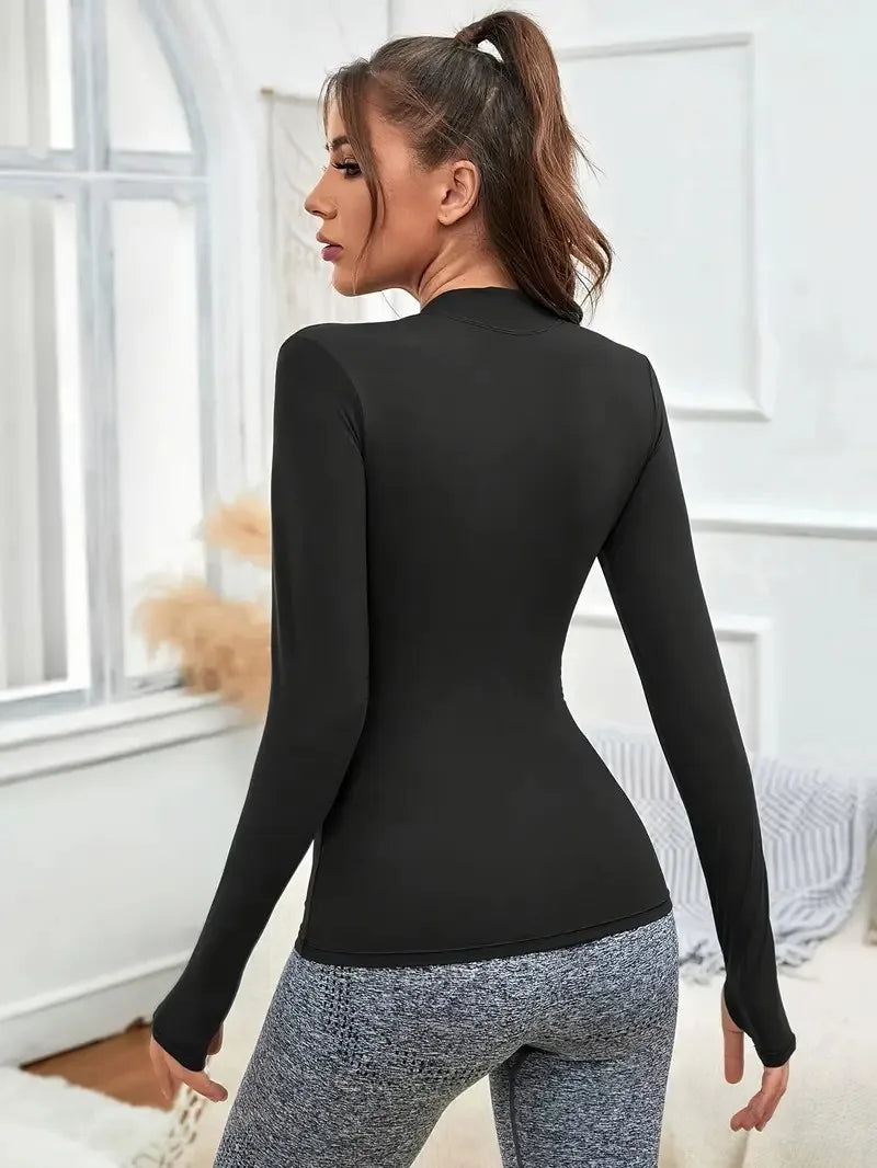 Women's Long Sleeve T-Shirt Half Zip Running Top Quick Dry Breathable Athletic Tee Gym Workout Yoga Pullover Blouse
