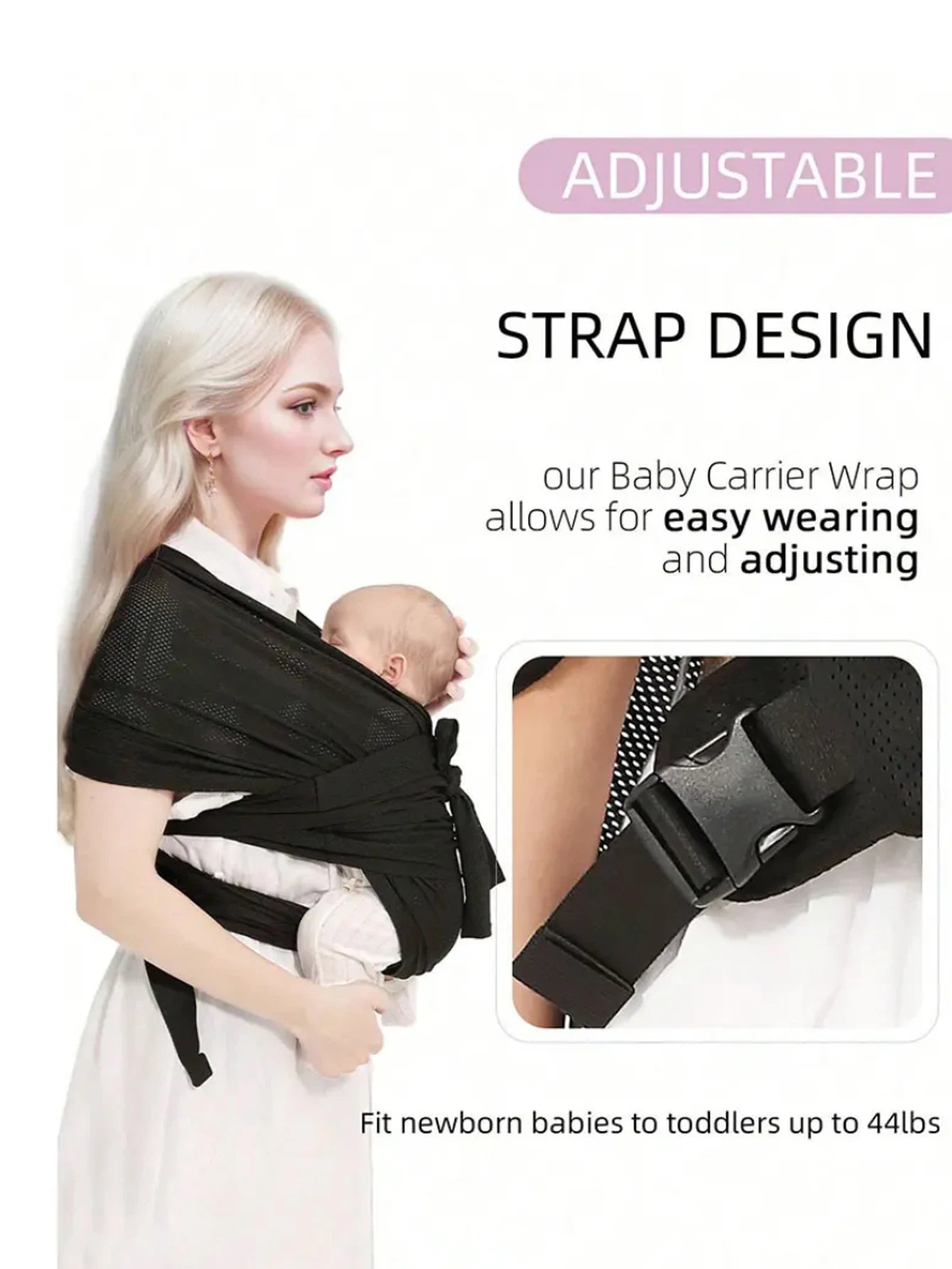 Adjustable Newborn Baby Sling Soft Breathable Air Mesh Carrier Infant Wrap Hipseat Gridding Cloth Wrap for Comfortable Wearing