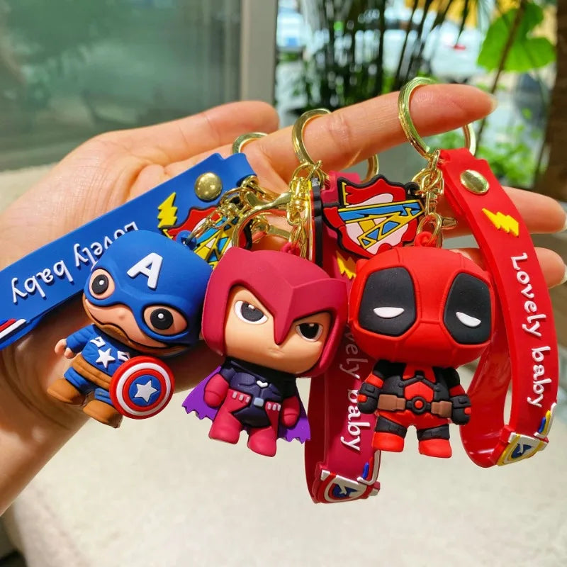 Marvel cartoon Avengers cute silicone doll keychain Spiderman Iron Man Captain America Hulk Thor Batman school bag pendant Main image