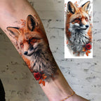 1 Sheet Unique Watercolr Lion Tiger Animals Temporary Tattoos Long Lasting Waterproof Fox Owl Fake Tattoo Sticker Body Art Tatoo