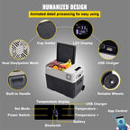 Sihao 15L-55L Portable Compressor Fridge Freezer, Mini Cooler for Outdoor Camping BBQ Picnic, Car Vehicle Refrigerator Cooler for Travel Road Trip, Electric Compressor Fridge Freezer Mini Cooler Box