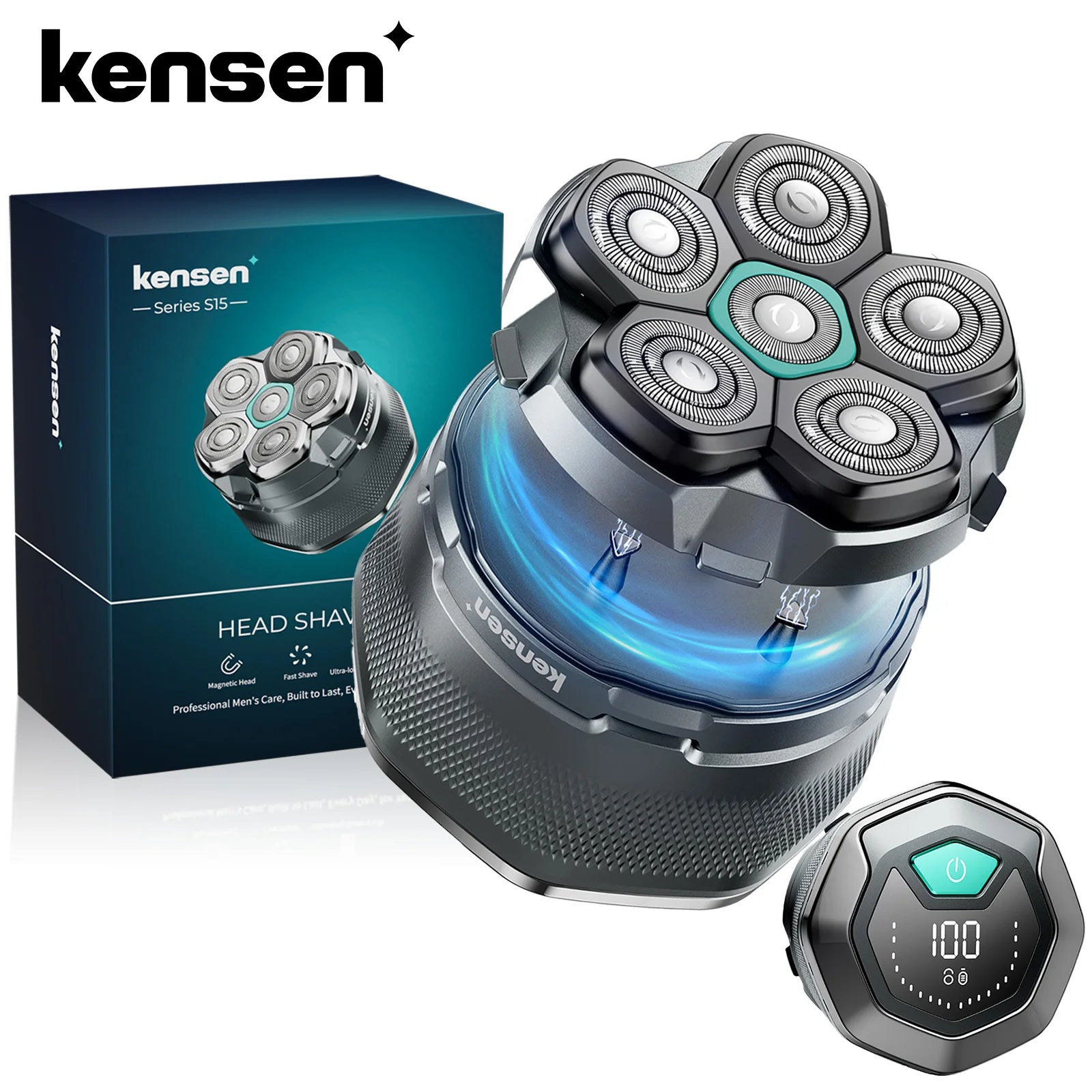 KENSEN 6D Magnetic Floating Electric Shaver for Men Wet/Dry Head Razor Hair Trimmer USB Rechargeable LED Display Beard Trimmers Main image