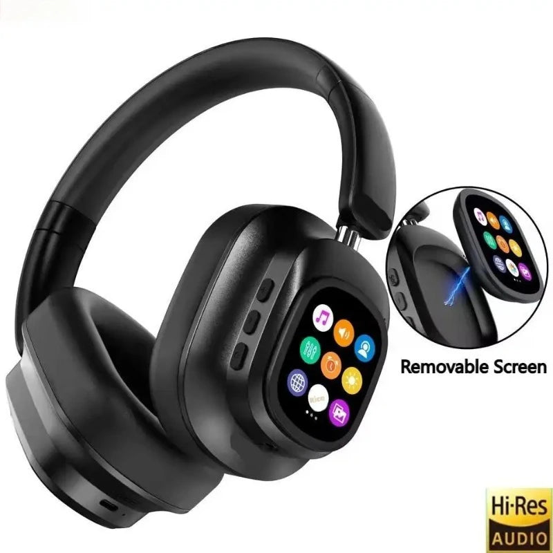 AI LCD Touch Screen Shock Bass Headsets HIFI Sound Wireless Bluetooth Headphones ANC Noise Reduction Gamer Earphones With Mic Main image