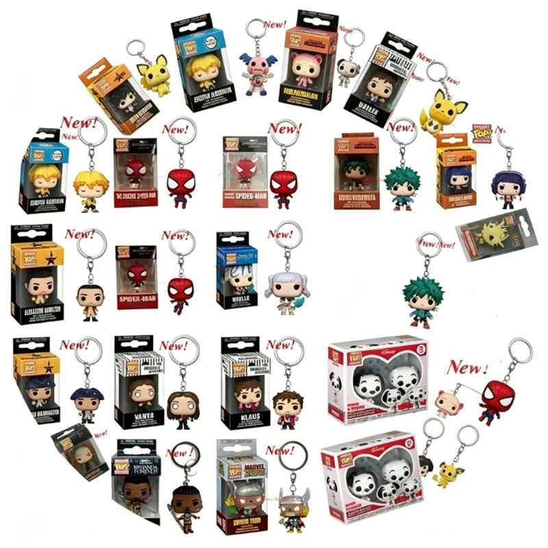 2026 Funko Keychains Ranger Red Blue Pink Minion Kevin Otto Stuart Spider Spot Vash Ahsoka Inuyasha Homer Sam Sally Figure Toys