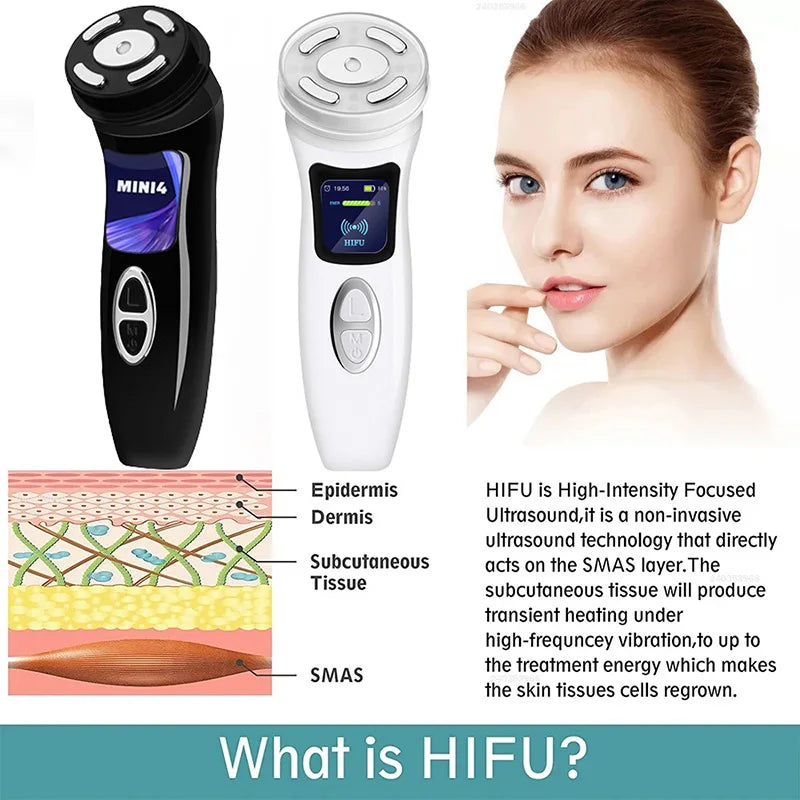 MINI HIFU 4th Generation Lifting Machine EMS Warm Ultrasound Facial Eye Massage Instrument Skin Firm Home Use Spa Beauty Devices