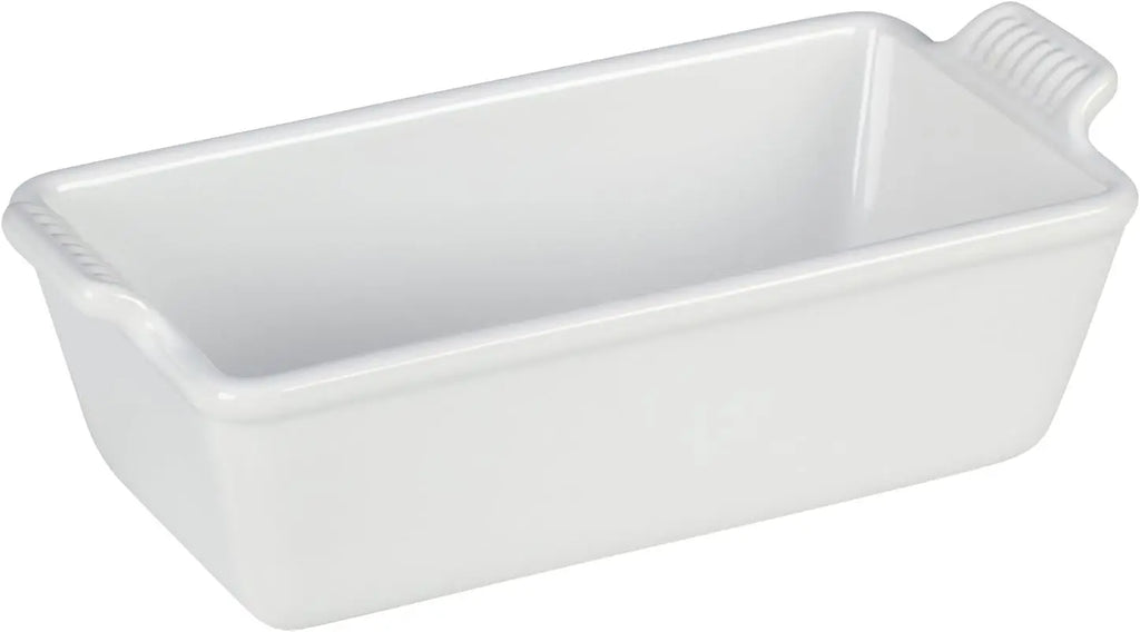 Premium Stoneware Loaf Pan, 9x5x3 inch, 1.5 qt, White - Even Baking & Easy Release