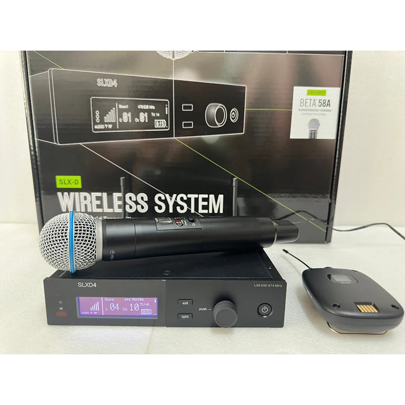 SLXD Microfone 500/600/800MHZ Wireless Microphone System 4pin Headset KSM8/Beta58 Professional Audio Equipment For Stage Karaoke
