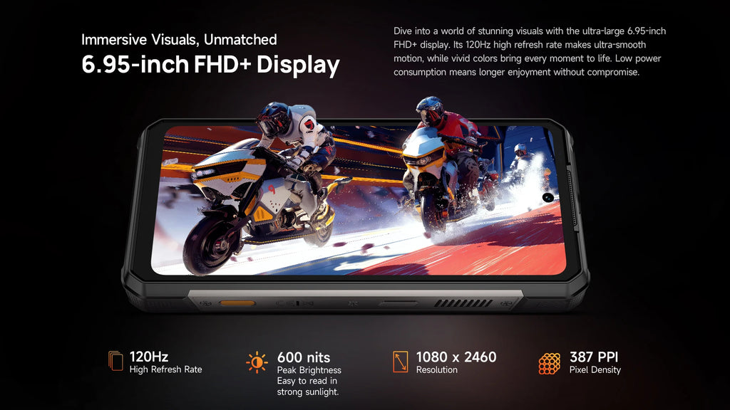 Ulefone Armor 34+ 25500mAh Rugged Phone 5G AI Smartphone Android 15 Up to 32GB+512GB 64MP Night Camera 6.95" 120Hz Display NFC