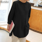 ZANZEA Fashion Autumn Long Sleeve Blouse Women Baggy Shirt Elegant Solid OL Work Tops Causal Loose Holiday Work Blusas Mujer