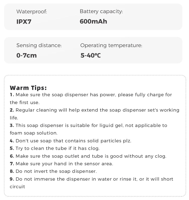480ml Kitchen Soap Dispenser Automatic Sensor Hand Sanitizer Machine Intelligent Electric Body Wash Soap Dispenser 304 Stainl
