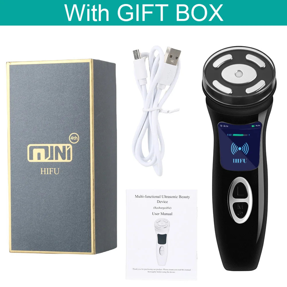 MINI HIFU 4th Generation Lifting Machine EMS Warm Ultrasound Facial Eye Massage Instrument Skin Firm Home Use Spa Beauty Devices