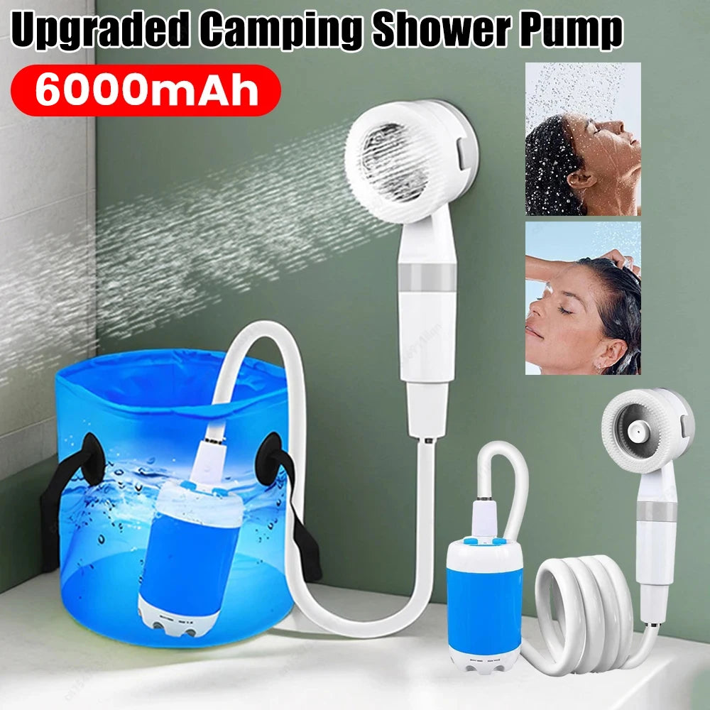 Portable Camping Shower Pump with Digital Display 4000mAh Upgraded Rechargeable Electric Shower Pump Camping Beach Dormitory Main image