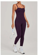 Women's Yoga Jumpsuits Sports Fitness One-piece Beauty Back Strap Pocket Hip-lifting Slim Fit Running Workout Training Bodysuits