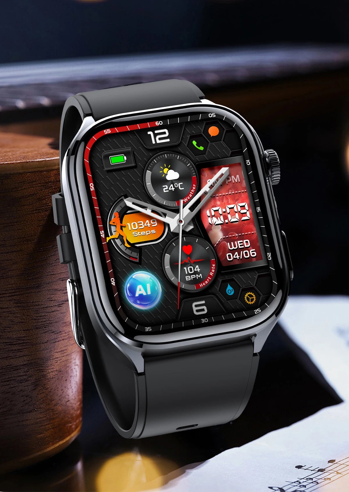 New Health Watch Uric Acid Blood Pressure Blood oxygen Body Analysis Body Fat SmartWatch ECG+PPG Bluetooth call Clock Women Men