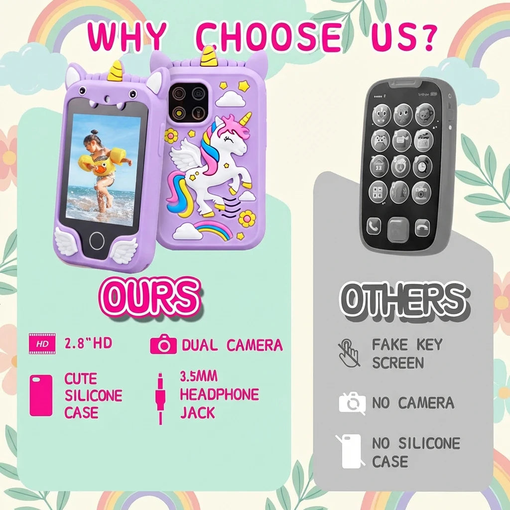 Baby Phone Toy Educational Simulation Mobile Toy with Games Music Stories Video Toddler Learning Play Phone Gift for Kids