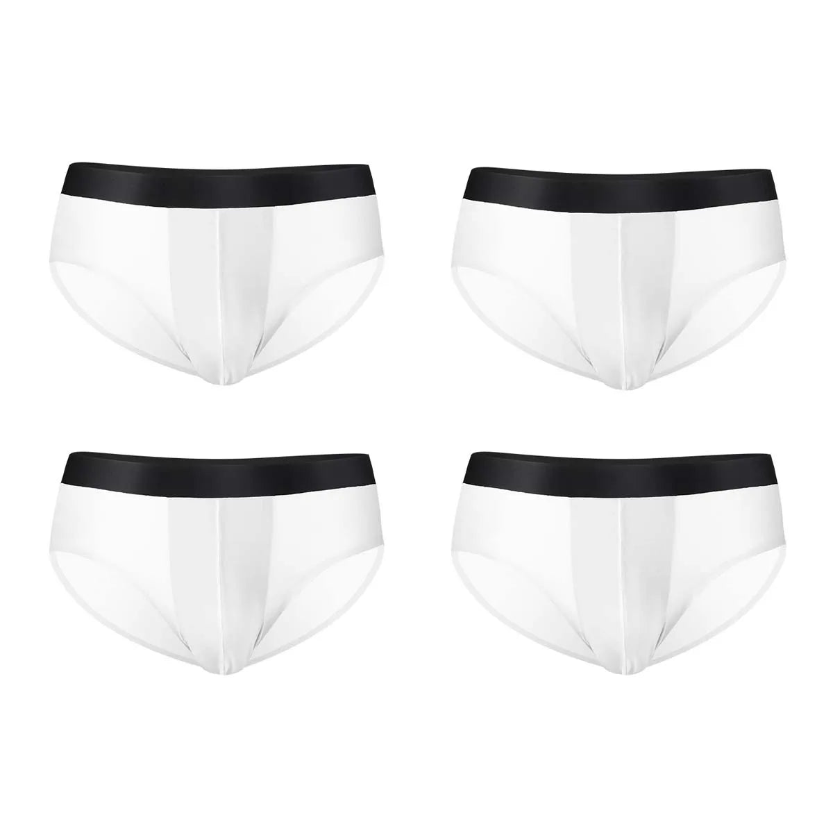 4pcs LORIEN CREST ice silk Men's underwear seamless ultra-thin double-layer crotch breathable men's briefs mid-waist sexy&light