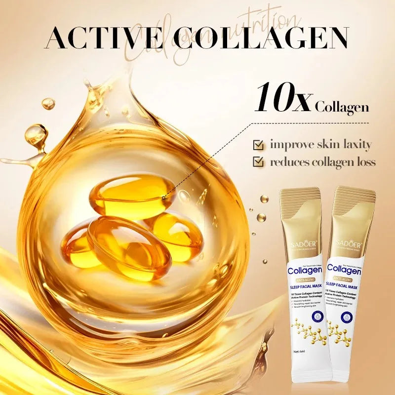 30Pcs Sadoer Collagen Sleeping Mask Facial Skin Care Moisturizing Brightening Firming Hydrating Mask Face Skin Care