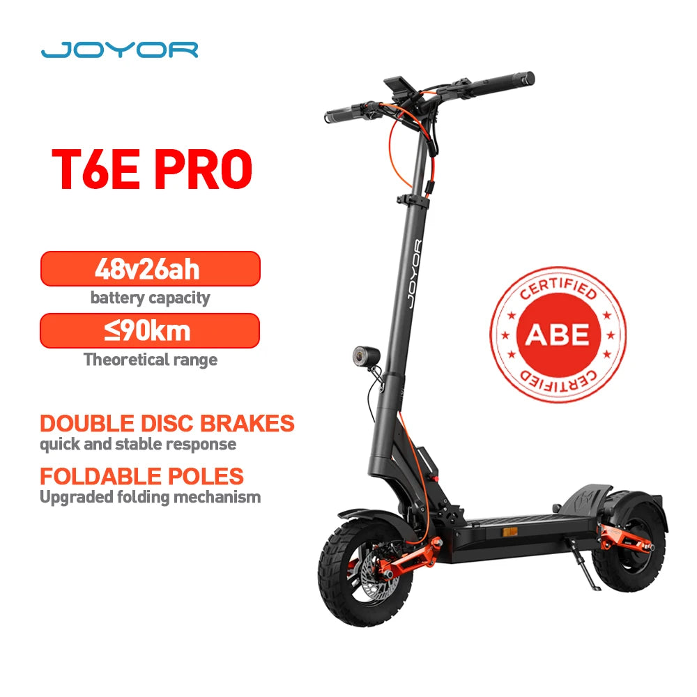 JOYOR T6E Pro ABE Electric Scooter 500W Motor 48V18/26AH 20km/H Range 70km/90km Aluminum alloy body 10” Tires Commute E-Scooter Main image
