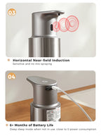 480ml Kitchen Soap Dispenser Automatic Sensor Hand Sanitizer Machine Intelligent Electric Body Wash Soap Dispenser 304 Stainl