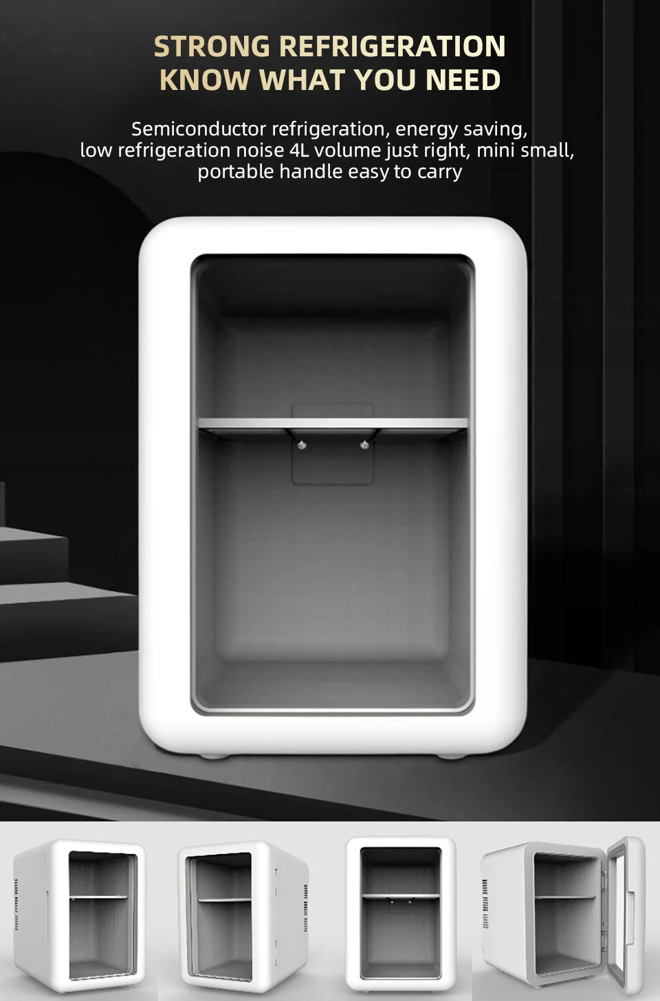 E-ACE 4L Car Refrigerator Mini Fridge Freezer Car & Home Use Portable Compressor Cooler Ice Box for Camping Summer Essential
