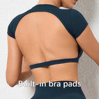 Hearuisavy Summer Customizable Sports Shirts Workout Sportswear Backless Yoga Clothing Chest Pads Sport Crop Tops Gym Top Women