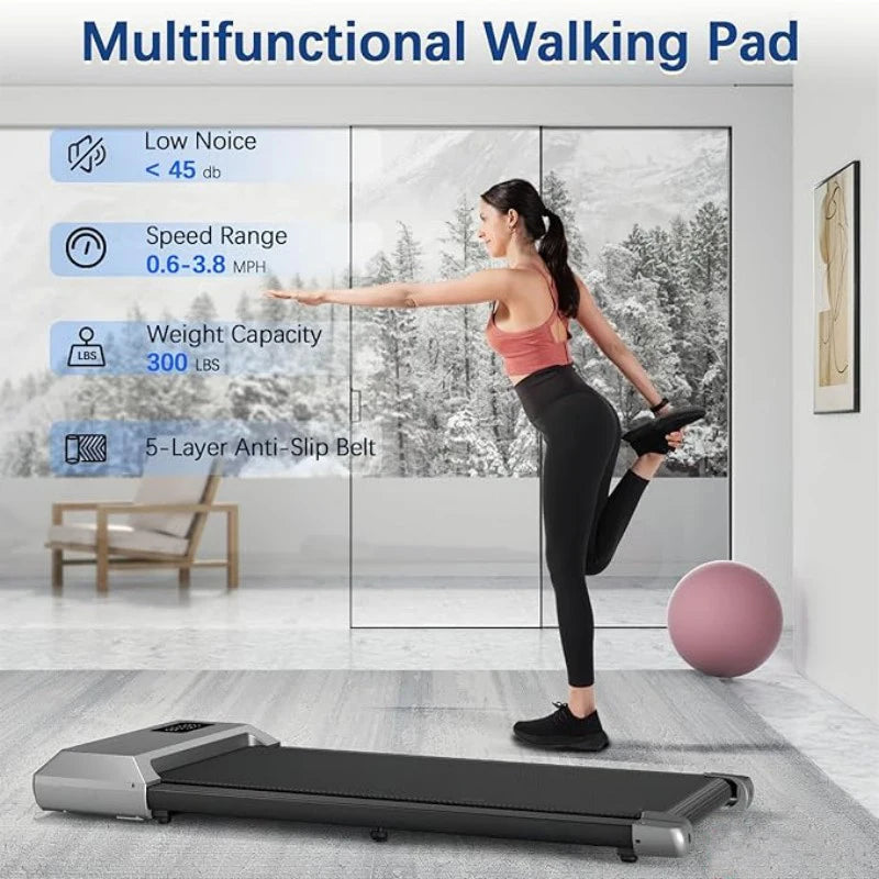 300lbs Treadmill for Home 2.5HP Treadmills Walking Pad LCD Digital Data Display 2in1 Walking Running Fitness Exercise Machine