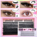 60/402PCS 100D Eyelash Set with Lower Eyelashes Thick & Comfortable for Daily Wear Party Wedding Night Makeup Lash Extensions