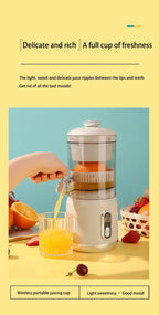 Electric Orange Juicer Portable Citrus Fruit Juice Extractor Pulp Separation Squeezer Machine USB Charge 600ml Smoothie Blender
