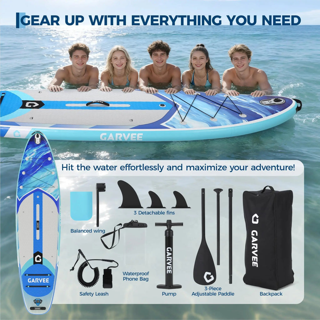 Inflatable Rise Up Paddle Board Stand-up Paddleboard Full Kits with Adjustable Paddle/Hand Pump for Outdoor Water Sports Surfing