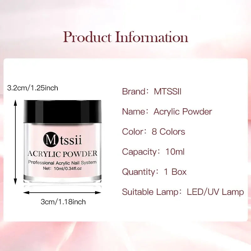 8pc MTSSII Acrylic Powder Nail System Set Clear Nude Pink Monomer Liquid Set With Nail Brush For Nails Extension Carving Flower