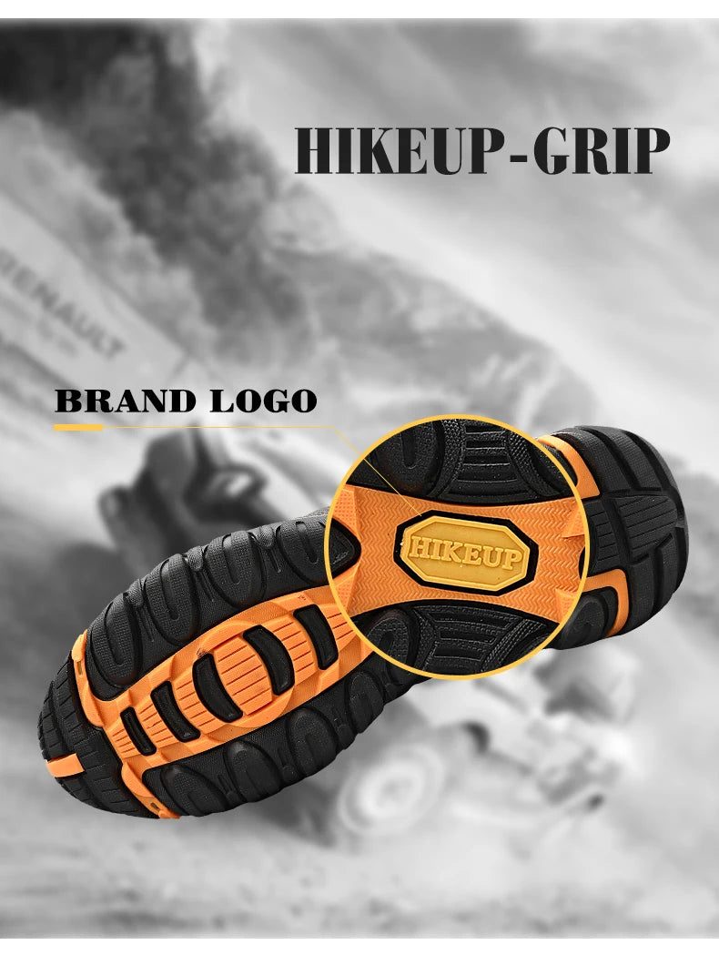 HIKEUP Non-slip Men Hiking Shoes Breathable Outdoor Wear Resistant Splashproof Climbing Men Sneaker Tourism Mountain Shoes