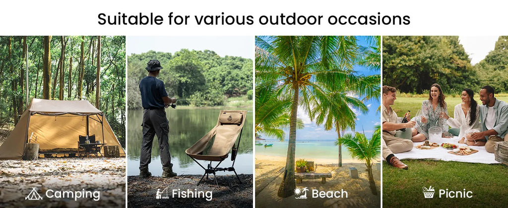 OneTigris Portable Tigerblade Camping Chairs Outdoor Folding Fishing Chair For Trekking BBQ Parties Gardening Beach Indoor Use