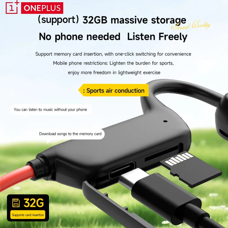 OnePlus Bluetooth Earphones Bone Conduction Headphone Wireless Open Headset Hands-free Waterproof Sports Earphones With Mic
