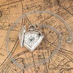 Stylish romantic heart-shaped diamond quartz women's necklace pocket watch souvenir gift for girls