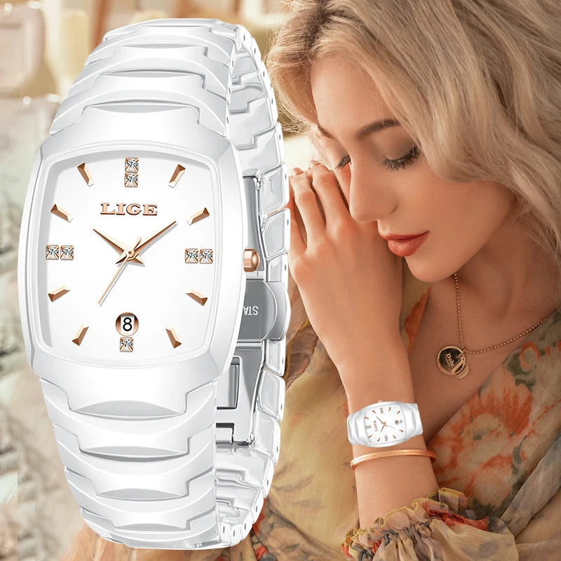 LIGE Fashion Luxury Woman Watch Simple Elegant Stainless Steel Casual Quartz Watches for Women Calendar Ladies Romantic Gift New Main image