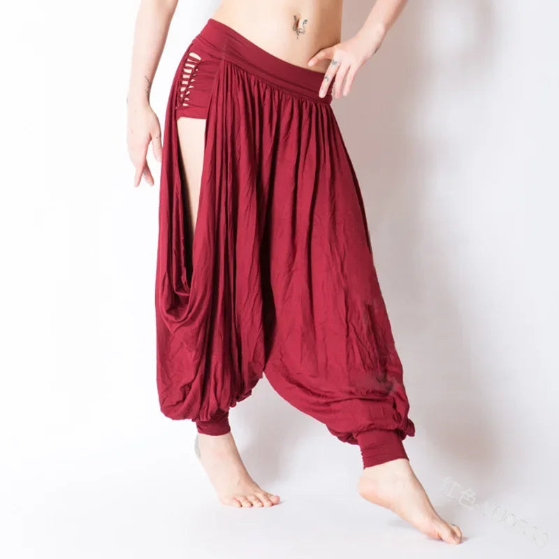 5XL Casual Women Bottoms Harem Pants Sports Baggy Hippie Sexy Hollow Out Streetwear Loose Beach Trousers Ropa Mujer Talla Grande Main image