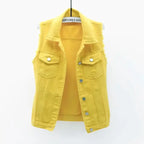 Fashion Denim Vest Women's Cropped Spring Summer Sleeveless Tops Short Jackets Waistcoat Top Outerwear Jean Cowboy Female