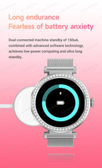 Fashion Zircon Smart Watch 1.46" AMOLED Screen 5.4 Bluetooth Call Heart Rate Temperature Monitoring Women Smartwatch Pedometer