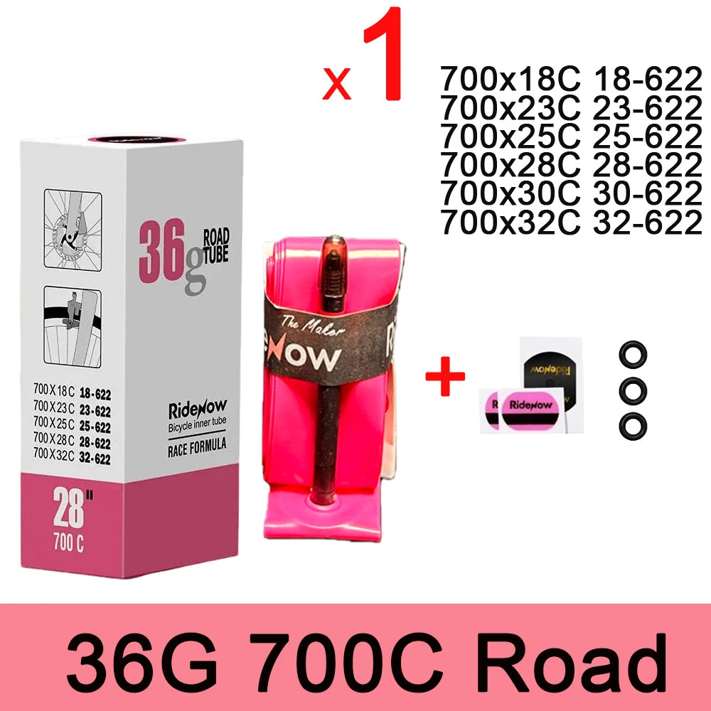 RideNow Bike TPU Inner Tube 700C 700x18 23 25 28 32 Ultralight 36g Road Bicycle Bike Camera Valve Length 35/45/65/85/100MM