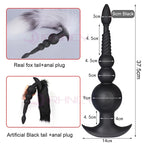 3-10cm Huge Anal Plug with Tail Sex Toys for Adult Games Couples DIY Cosplay Big Butt Plug Silicone Soft Long Anal Beads Women