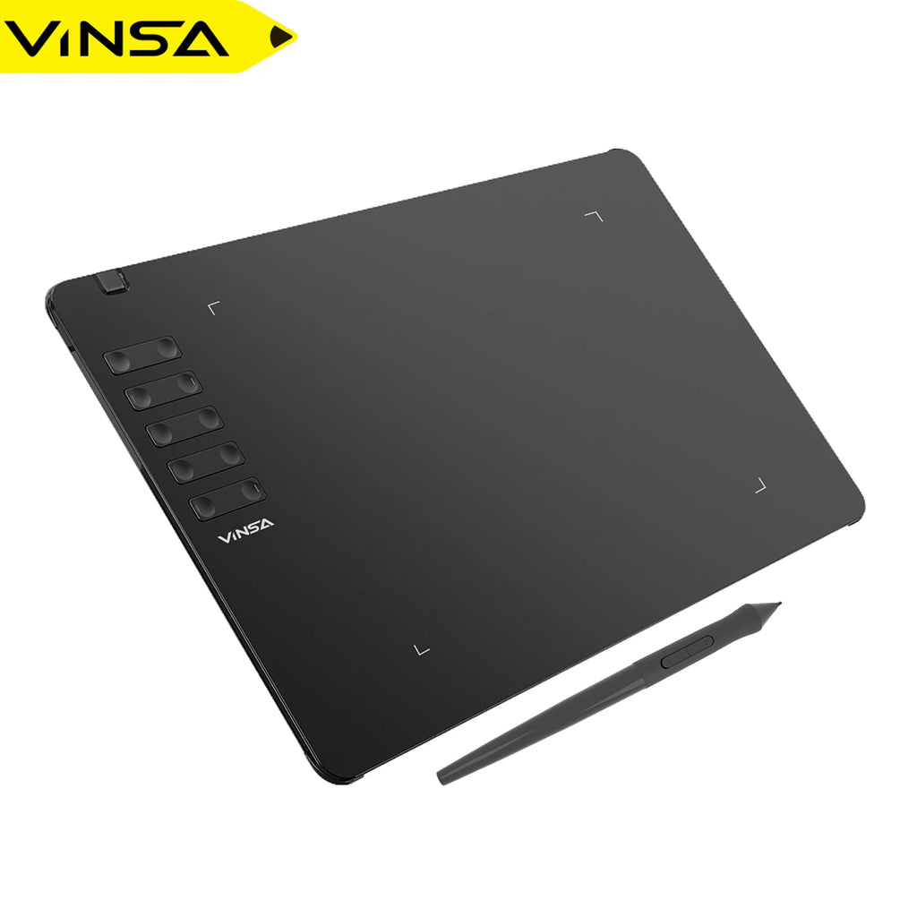 VINSA T1161 Graphics Drawing Tablet Ultra-thin Art Creation Sketch with Battery-free Stylus 8 Pen Nibs 8192 Levels Pressure