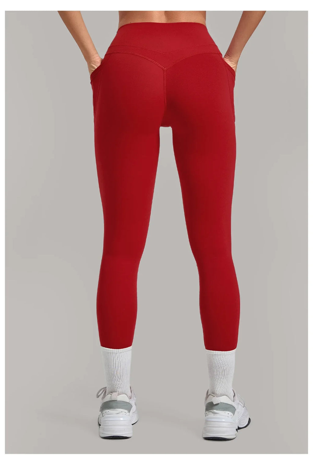 Women's Gym High-waisted High-stretch Yoga Pants with Side Pockets Leggings Workout Running Tights Quick-dry Fitness Trousers