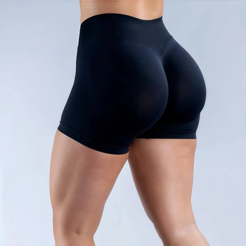 HISTELLO Impacts Shorts 4.5" Women Fitness Sports Biker Shorts Low Waist Gym Short Workout Scrunch Butt Yoga Seamless Leggings
